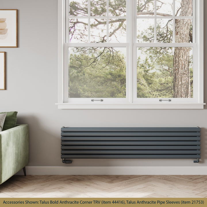 Omeara Axis - Anthracite Horizontal Radiator H406mm x W1800mm Double Panel