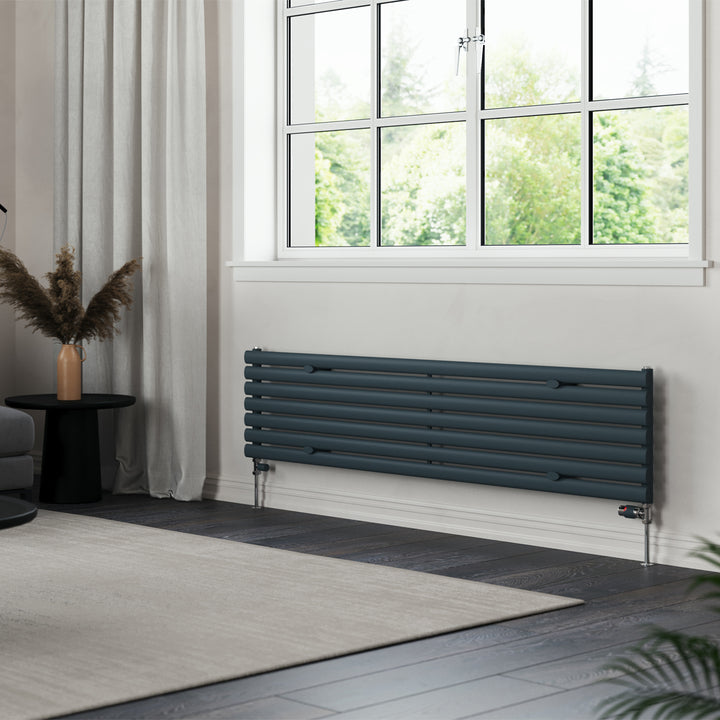 Omeara Axis - Anthracite Horizontal Radiator H406mm x W1800mm Single Panel