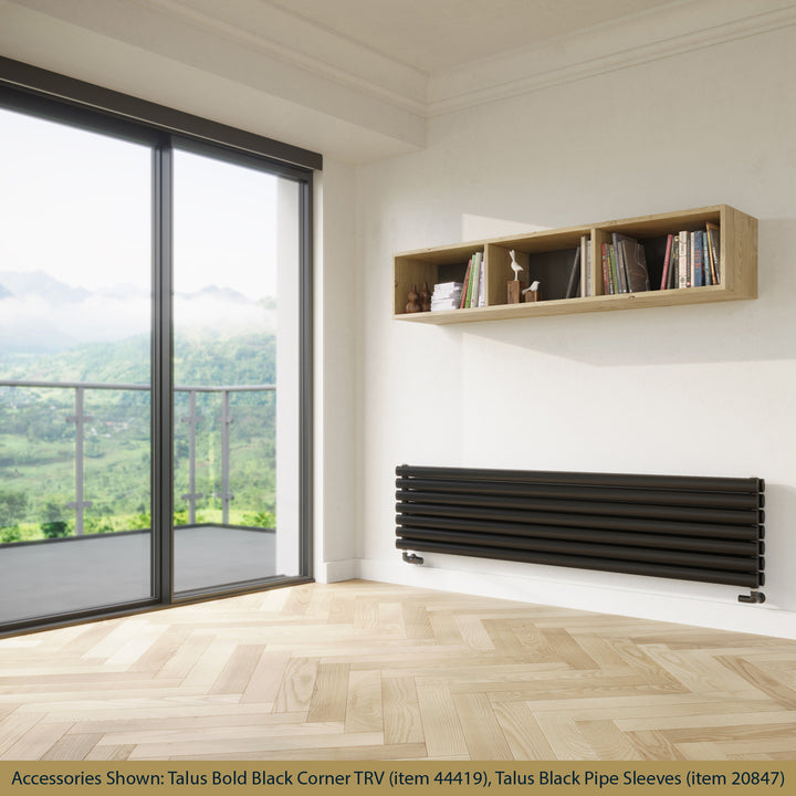 Omeara Axis - Black Horizontal Radiator H406mm x W1800mm Double Panel