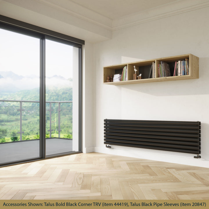 Omeara Axis - Black Horizontal Radiator H464mm x W1800mm Double Panel