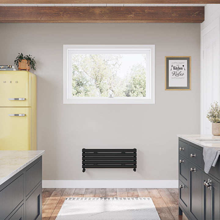 Omeara Axis - Black Horizontal Radiator H290mm x W800mm Single Panel