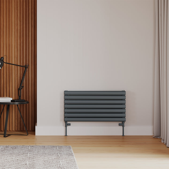 Omeara Axis - Anthracite Horizontal Radiator H406mm x W800mm Double Panel