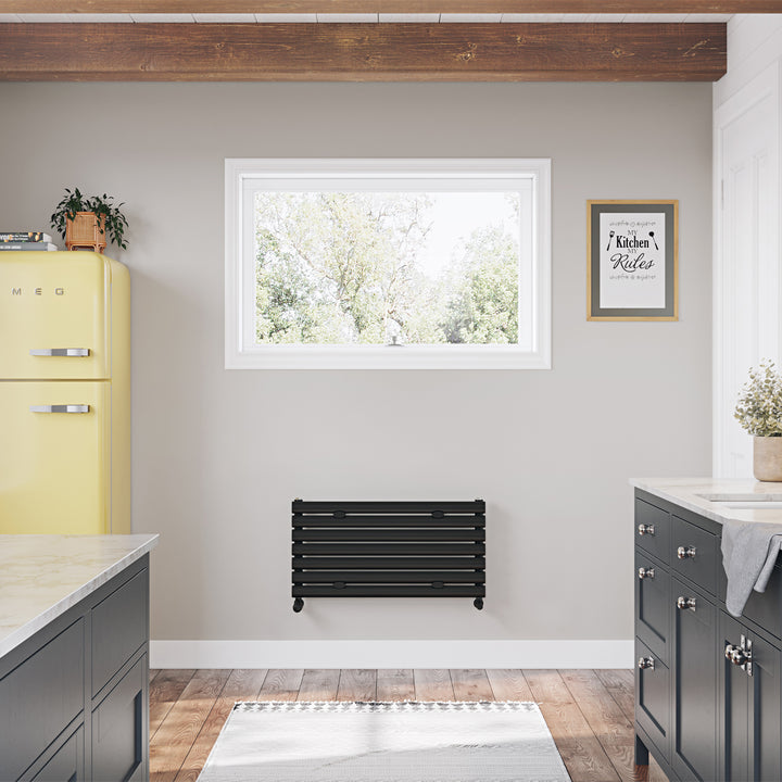 Omeara Axis - Black Horizontal Radiator H406mm x W800mm Single Panel