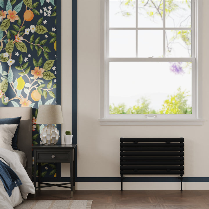 Omeara Axis - Black Horizontal Radiator H464mm x W800mm Single Panel