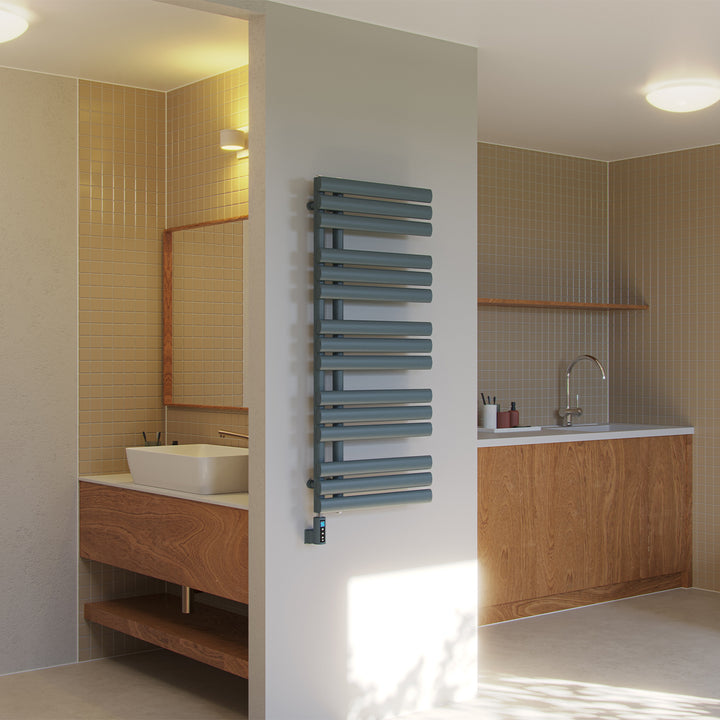 Percival - Anthracite Electric Towel Rail H1120mm x W500mm 500w Thermostatic WIFI