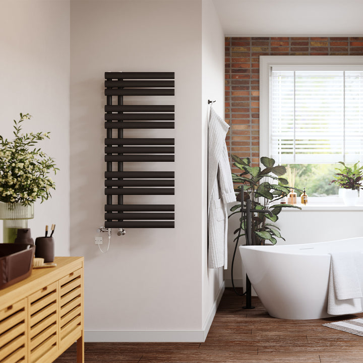 Percival - Black Dual Fuel Towel Rail H1120mm x W500mm Standard