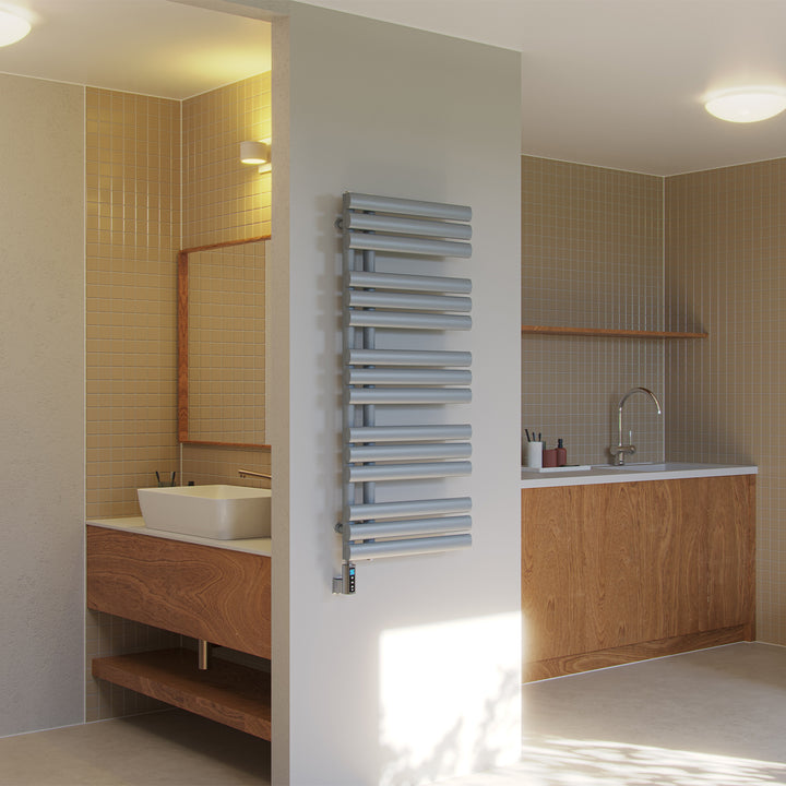 Percival - Silver Electric Towel Rail H1120mm x W500mm 600w Thermostatic WIFI