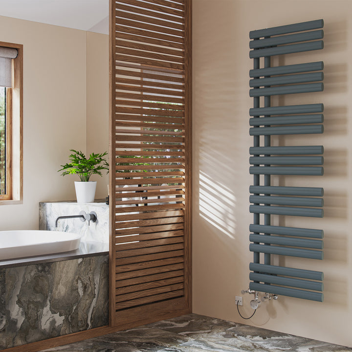 Percival - Anthracite Dual Fuel Towel Rail H1592mm x W500mm Thermostatic