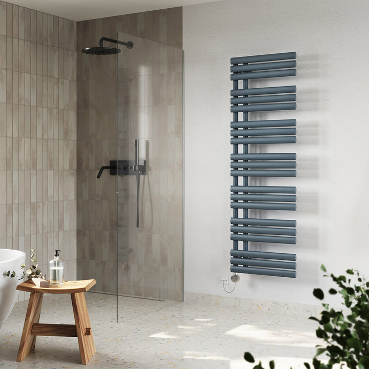 Percival - Anthracite Electric Towel Rail H1592mm x W500mm 800w Thermostatic
