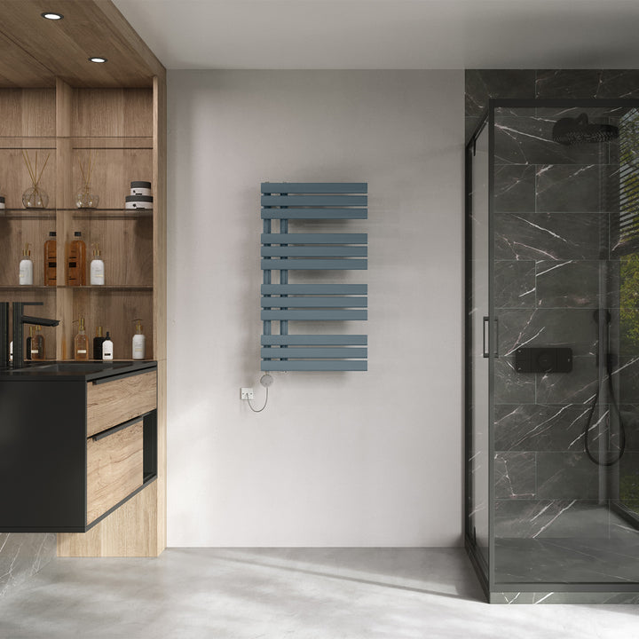 Percival - Anthracite Electric Towel Rail H884mm x W500mm 400w Thermostatic