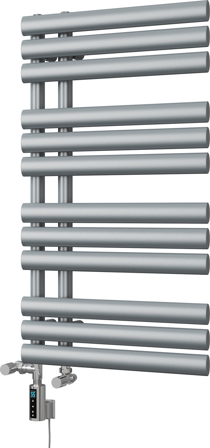 Percival - Silver Dual Fuel Towel Rail H884mm x W500mm Thermostatic WIFI