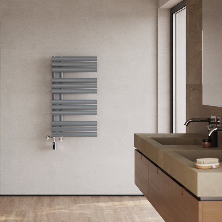 Percival - Silver Dual Fuel Towel Rail H884mm x W500mm Thermostatic WIFI