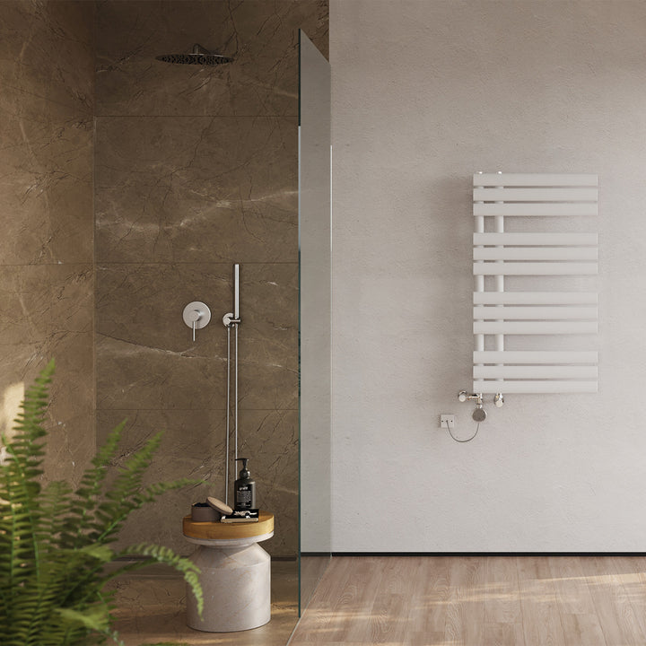 Percival - White Dual Fuel Towel Rail H884mm x W500mm Thermostatic