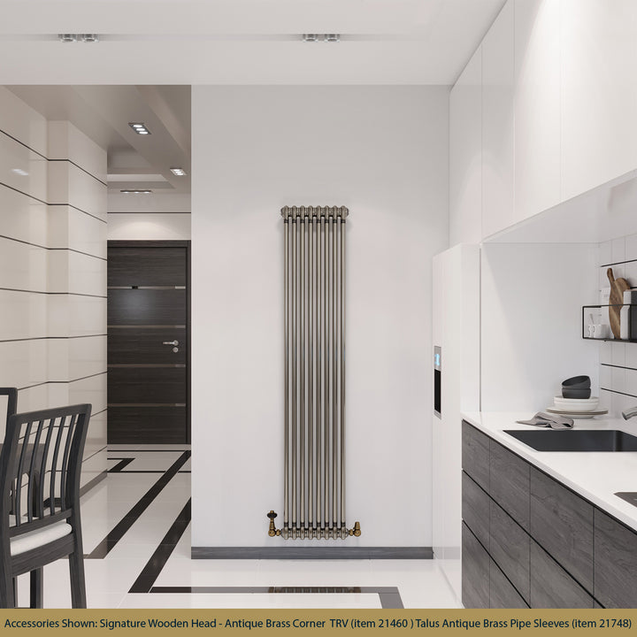Alpha - Raw Metal Vertical Column Radiator H1800mm x W372mm 2 Column - Feet Included