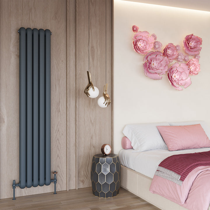 Sherwood - Anthracite Vertical Round Top Column Radiator H1800mm x W368mm 2 Column