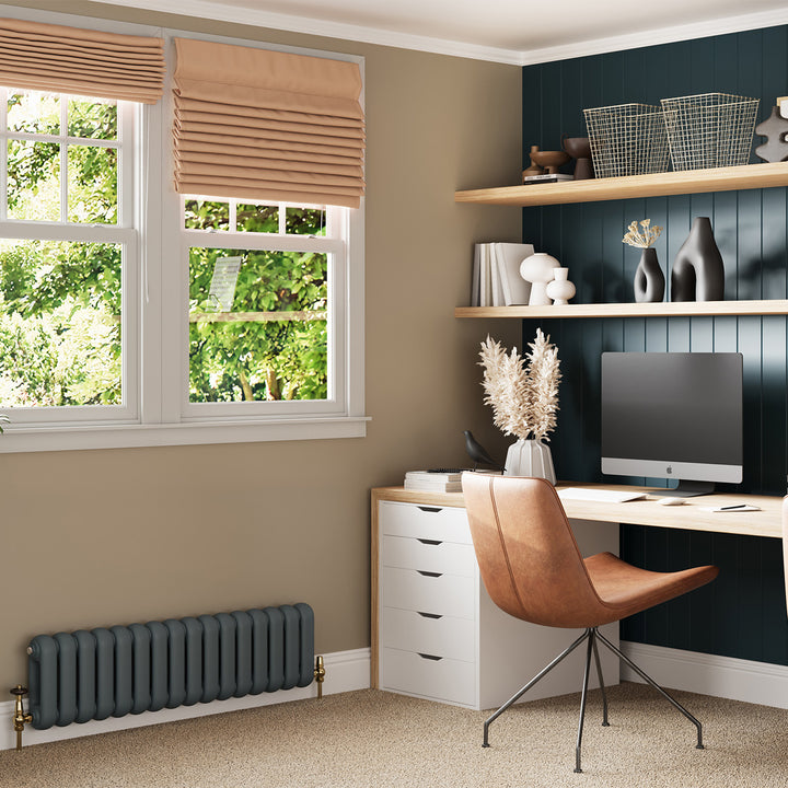 Sherwood - Anthracite Round Top Column Radiator H300mm x W1132mm 2 Column