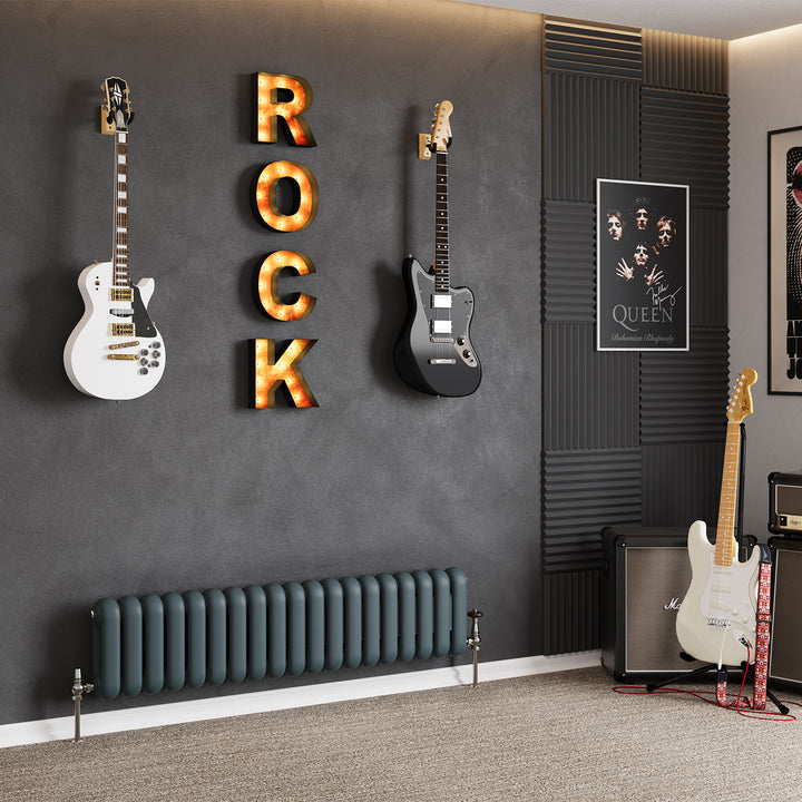 Sherwood - Anthracite Round Top Column Radiator H300mm x W1340mm 2 Column