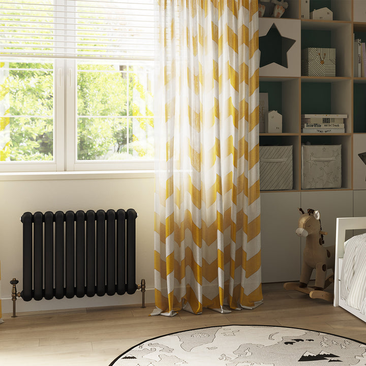 Sherwood - Black Round Top Column Radiator H600mm x W785mm 2 Column