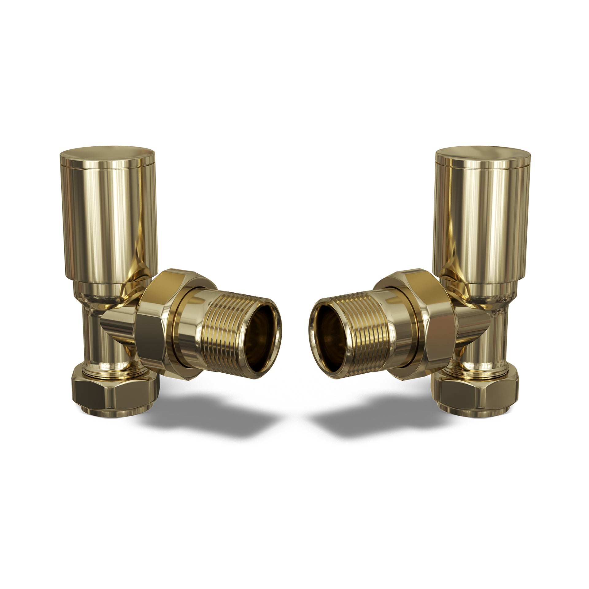 Round - Polished Brass Radiator Valves Angled 8mm