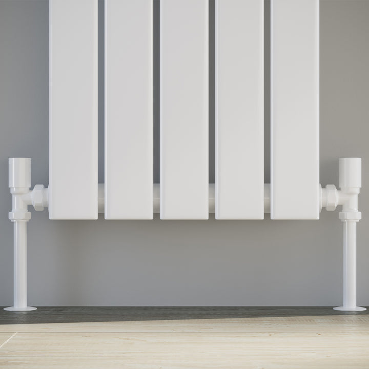 Round - White Radiator Valves Angled 8mm