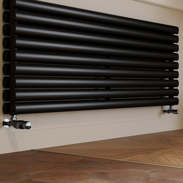 Talus Bold - Black Nickel Thermostatic Radiator Valve & Installation Kit Angled 15mm