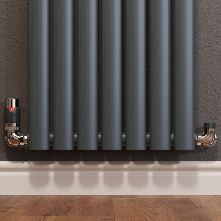 Talus Flair - Anthracite Thermostatic Radiator Valve & Lockshield Corner 15mm