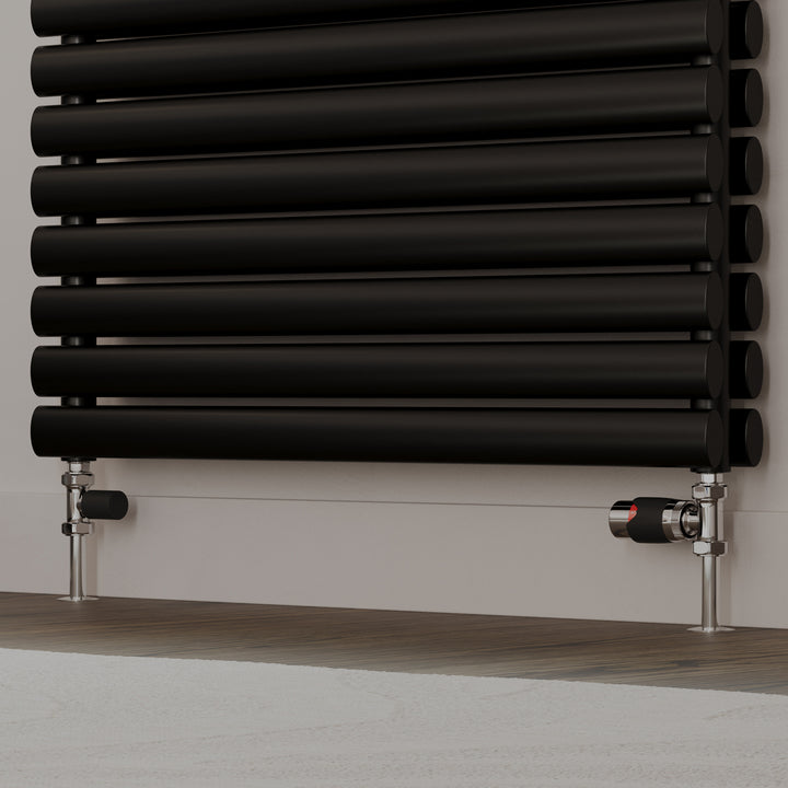 Talus Flair - Black Thermostatic Radiator Valve & Installation Kit Straight 15mm