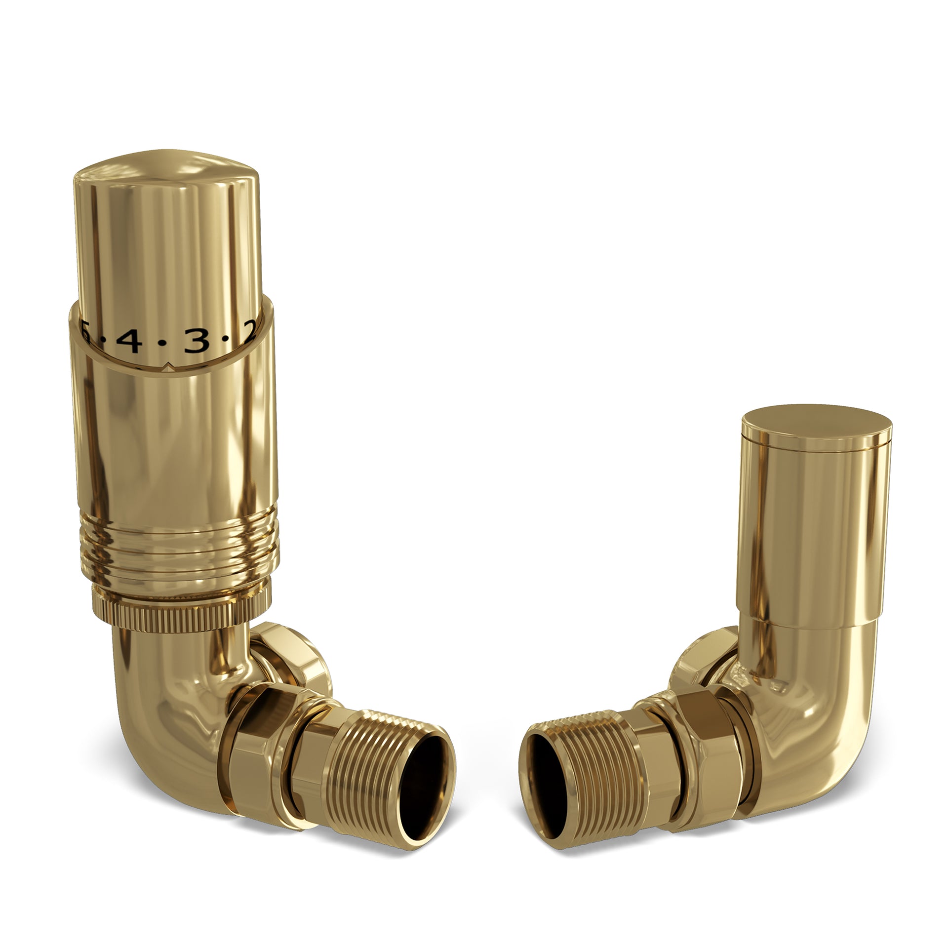 Talus Bold - Polished Brass Thermostatic Radiator Valve & Lockshield Corner 10mm