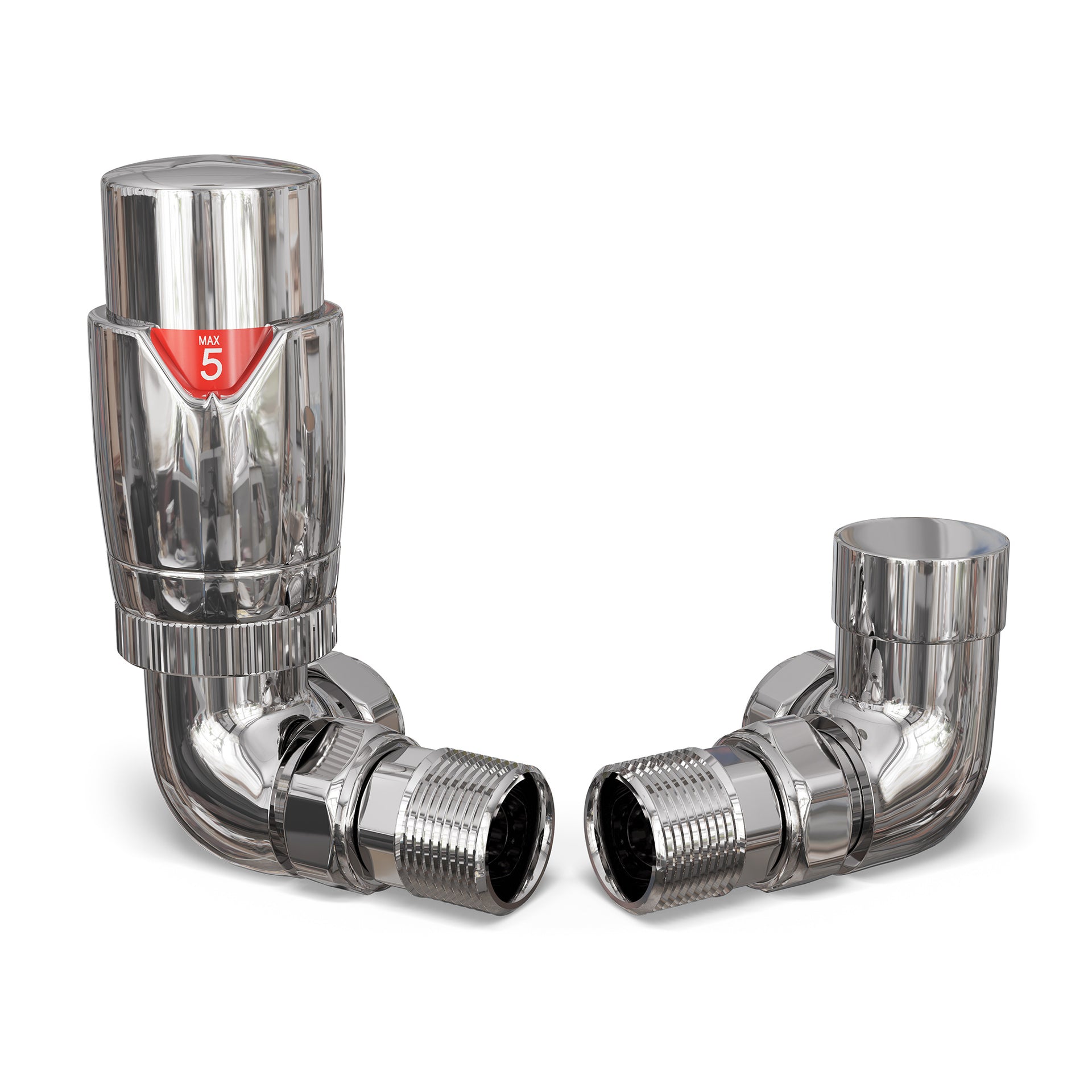 Talus Flair - Chrome Thermostatic Radiator Valve & Lockshield Corner 10mm