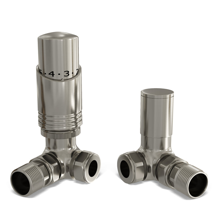Talus Bold - Thermostatic Radiator Valve & Accessory Kit - Silver Nickel Corner 15mm