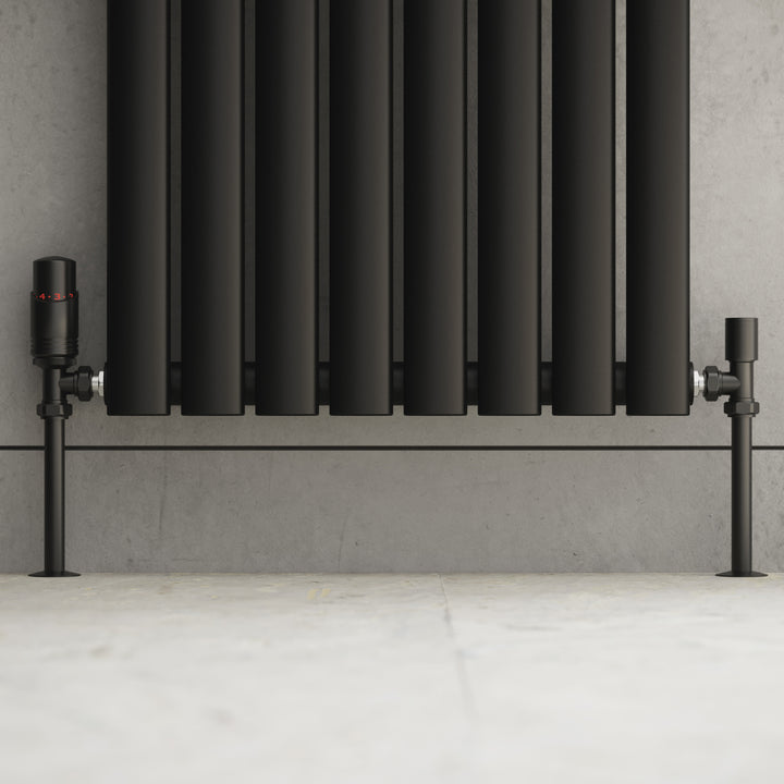 Talus Bold - Black Thermostatic Radiator Valve & Installation Kit Angled 15mm