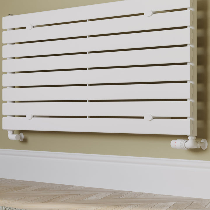 Talus Bold - White Thermostatic Radiator Valve & Lockshield Corner 8mm