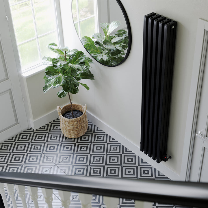 Temple - Black Vertical Square Tube Column Radiator H1800mm x W322mm