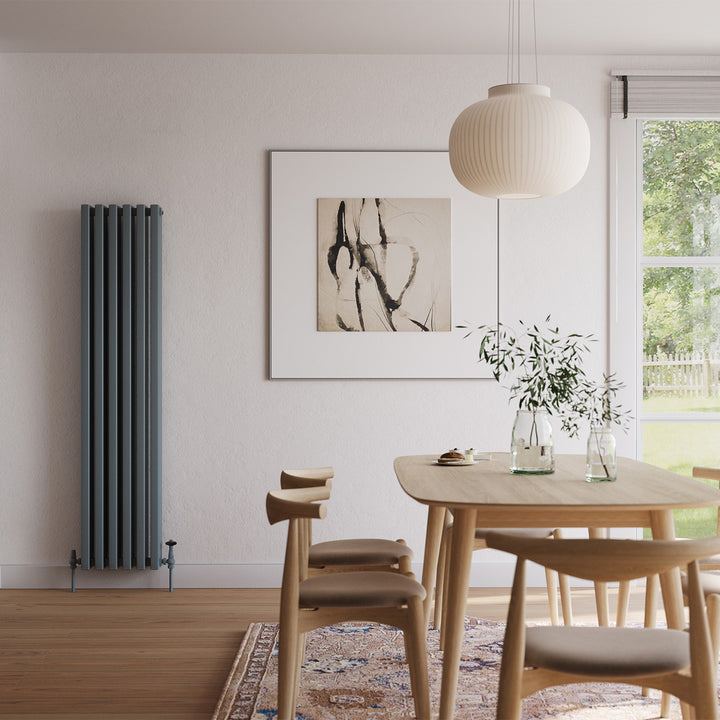 Temple - Anthracite Vertical Square Tube Column Radiator H1800mm x W390mm