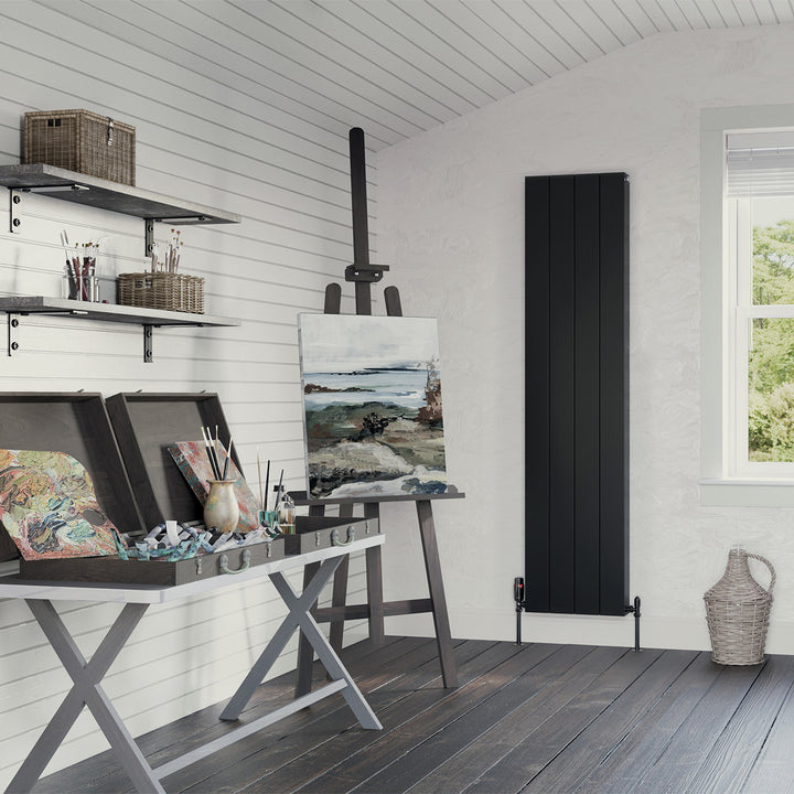 Thetford - Black Vertical Radiator Double Panel H1600mm x W372mm Smooth