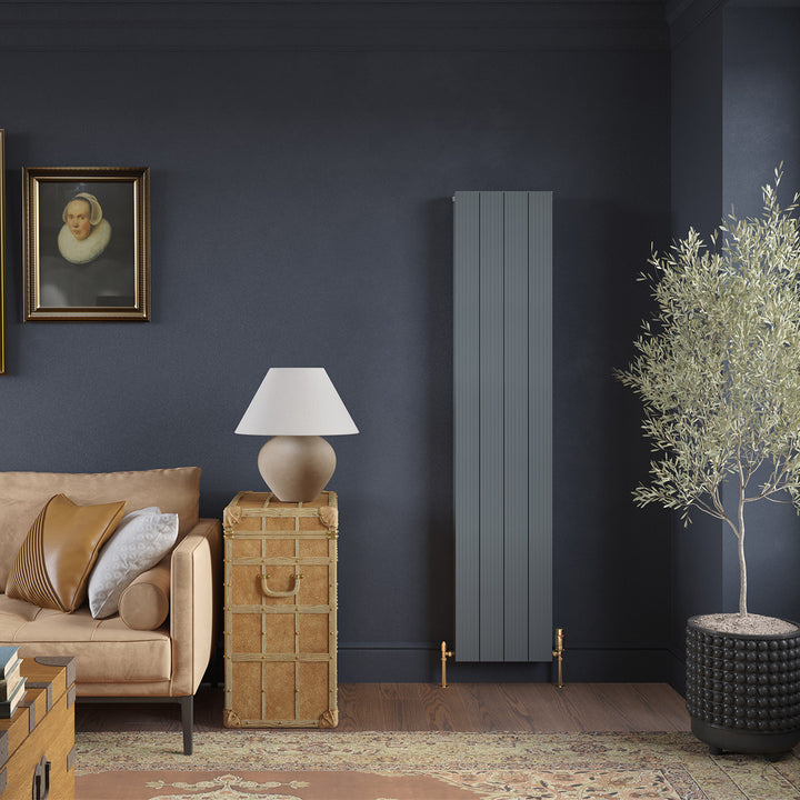 Thetford - Anthracite Vertical Radiator Double Panel H1800mm x W372mm Grooved