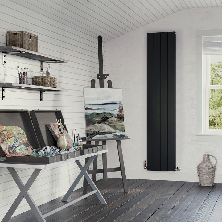 Thetford - Black Vertical Radiator Double Panel H1800mm x W372mm Smooth