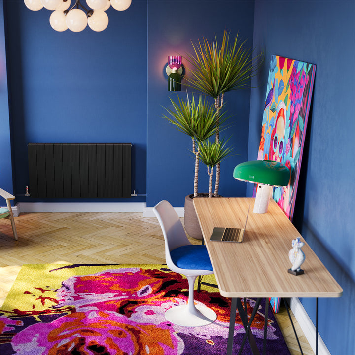 Thetford - Black Horizontal Radiator Double Panel H600mm x W1124mm Grooved