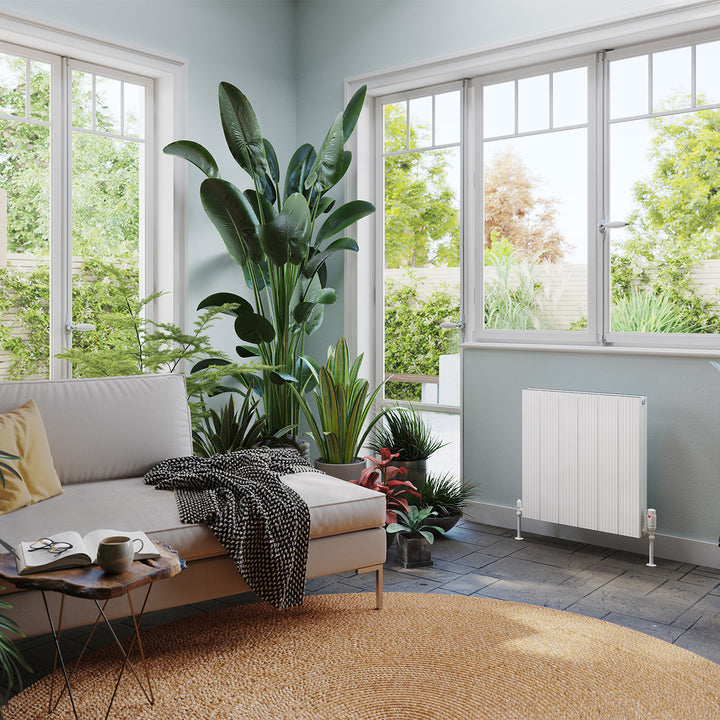 Thetford - White Horizontal Radiator Double Panel H600mm x W560mm Grooved