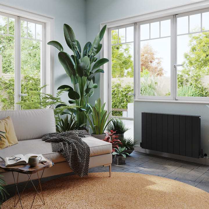 Thetford - Black Horizontal Radiator Double Panel H600mm x W936mm Grooved