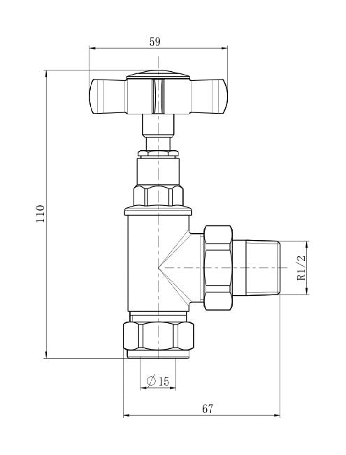 Signature Traditional - Polished Brass Radiator Valve Angled 15mm