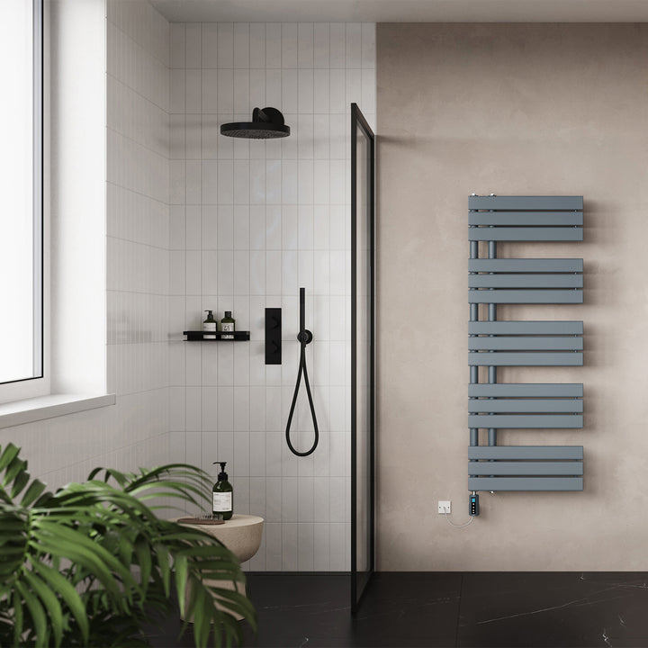 Tristan - Anthracite Electric Towel Rail H1292mm x W500mm 600w Thermostatic WIFI