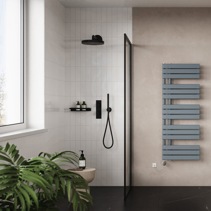 Tristan - Anthracite Electric Towel Rail H1292mm x W500mm 600w Thermostatic
