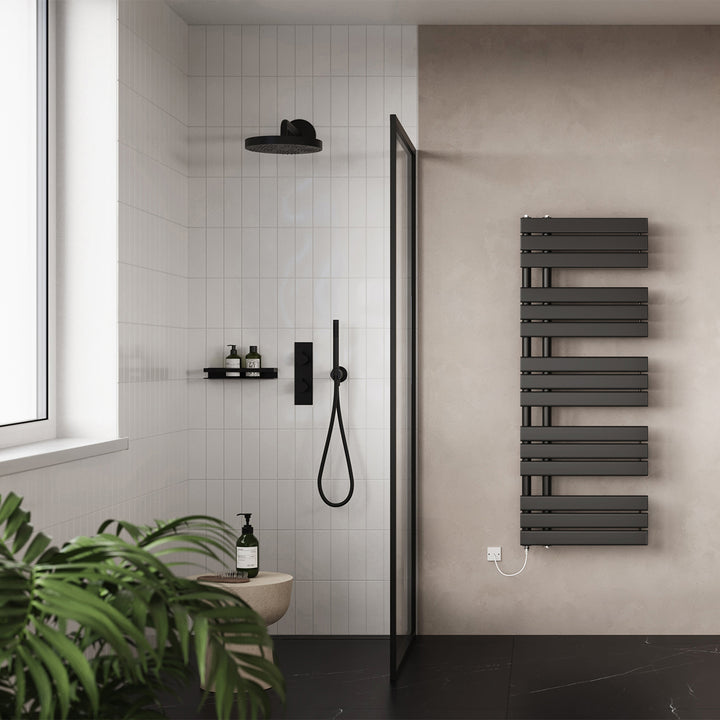 Tristan - Black Electric Towel Rail H1292mm x W500mm 500w Standard