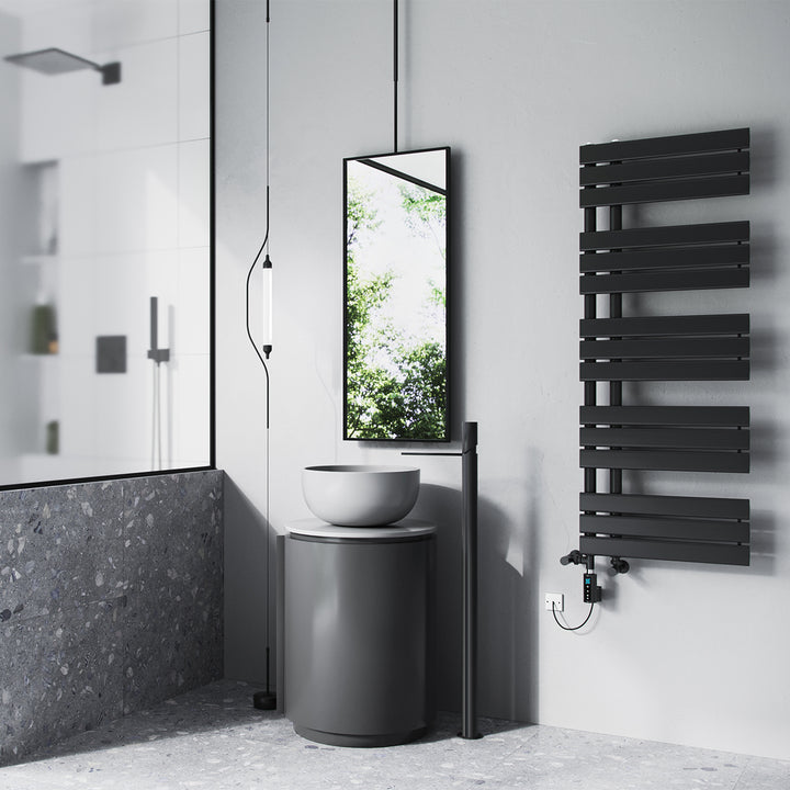 Tristan - Black Dual Fuel Towel Rail H1292mm x W500mm Thermostatic WIFI