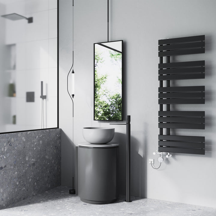 Tristan - Black Dual Fuel Towel Rail H1292mm x W500mm Thermostatic