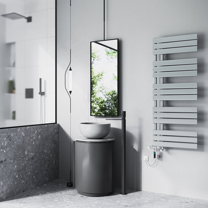 Tristan - Silver Dual Fuel Towel Rail H1292mm x W500mm Thermostatic WIFI