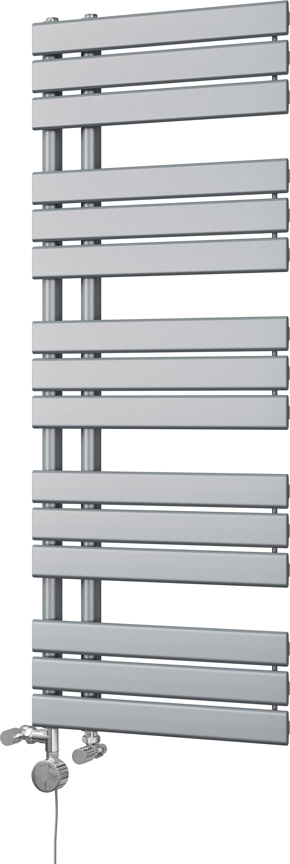 Tristan - Silver Dual Fuel Towel Rail H1292mm x W500mm Thermostatic