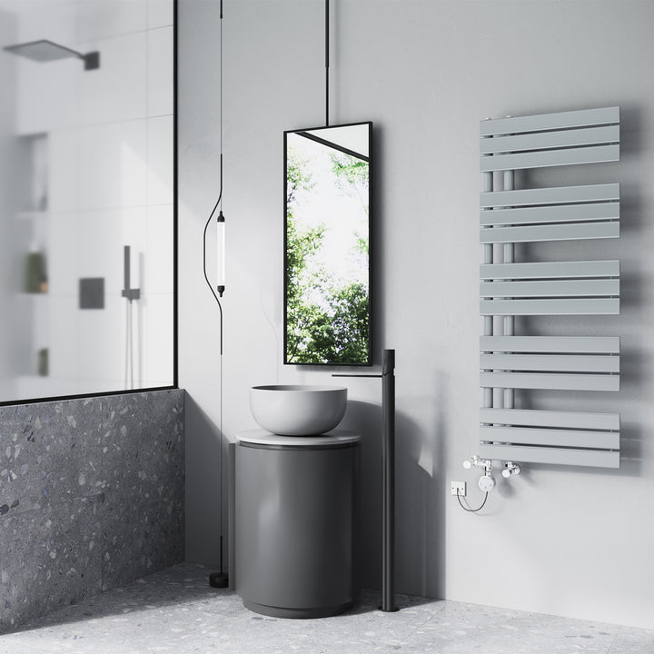 Tristan - Silver Dual Fuel Towel Rail H1292mm x W500mm Thermostatic