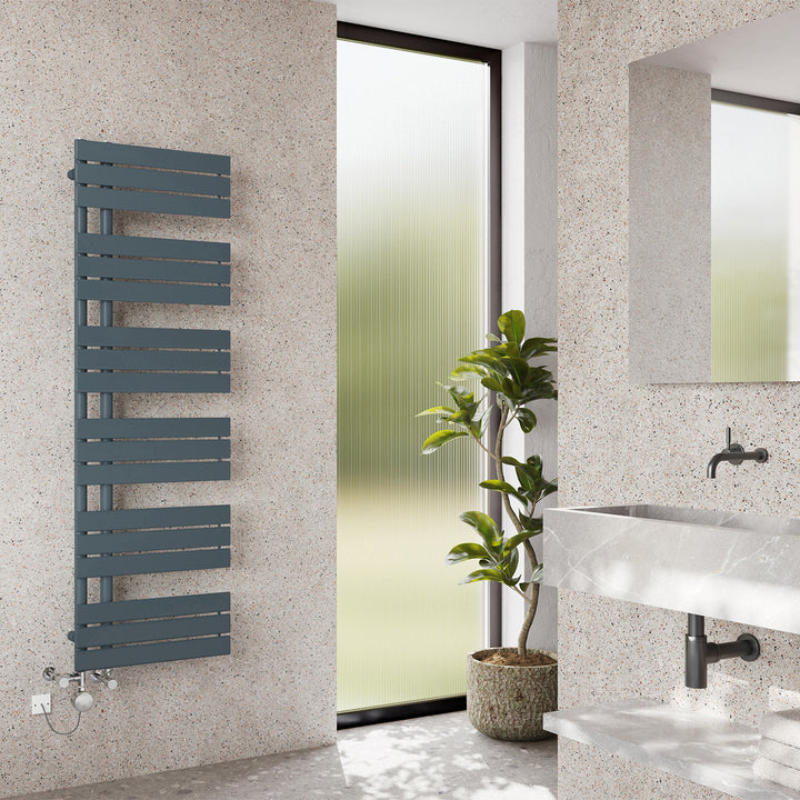 Tristan - Anthracite Dual Fuel Towel Rail H1564mm x W500mm Thermostatic